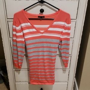 Coral Stripe Sweater
